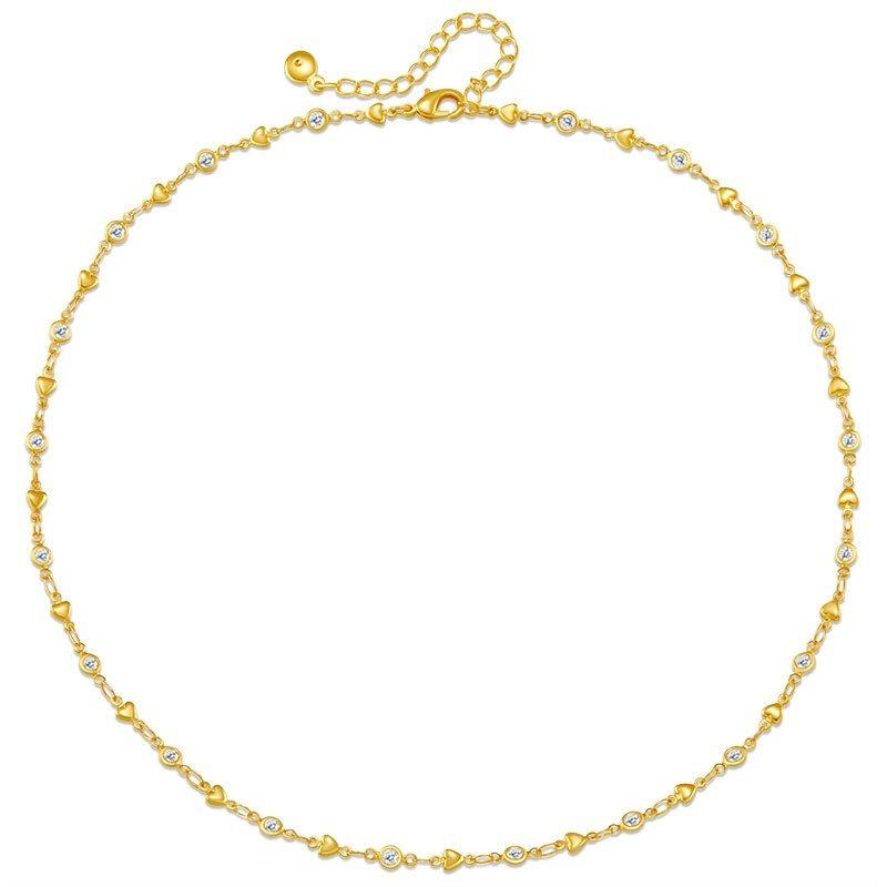 K Gold Plated Copper Devil Eye Heart Clavicle Chain Fashion Necklace For Women