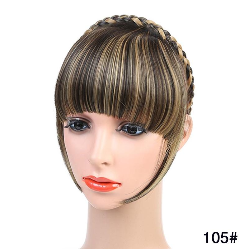 Synthetic Heat Resistant Hair Neat Fringe With Braids Headband Blunt Bangs Hair Extensions For Women Hairpieces