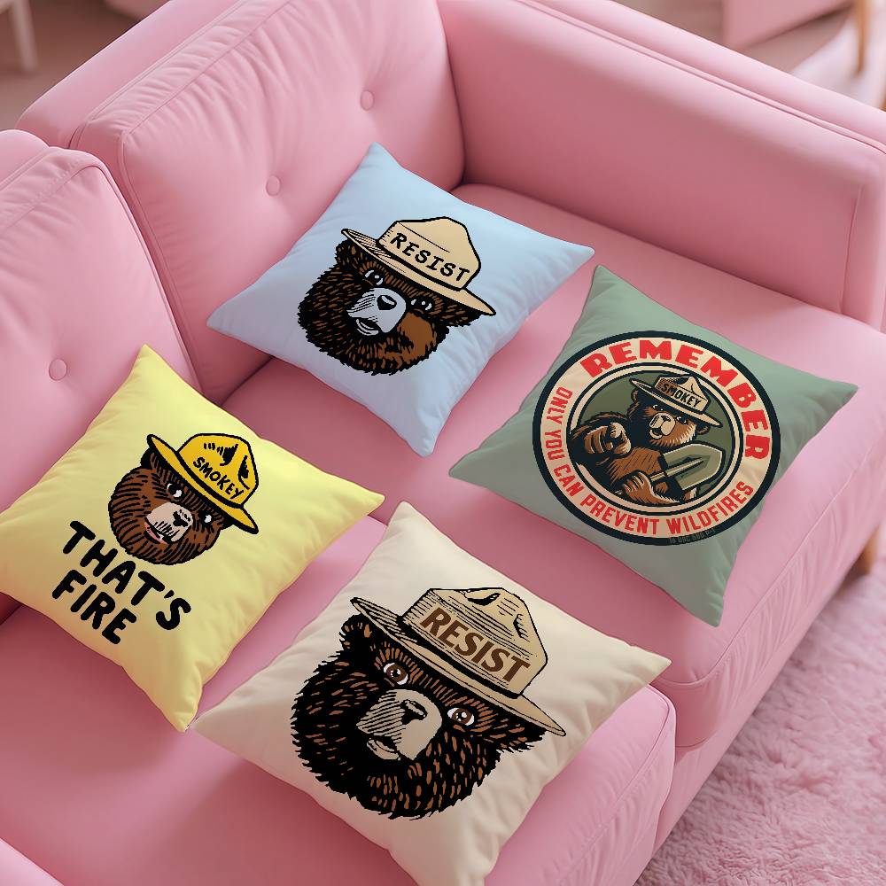 Anime S-Smokey B-Bear Pillow Case pattern printing pillowcase living room sofa cushion cover bedroom room decor