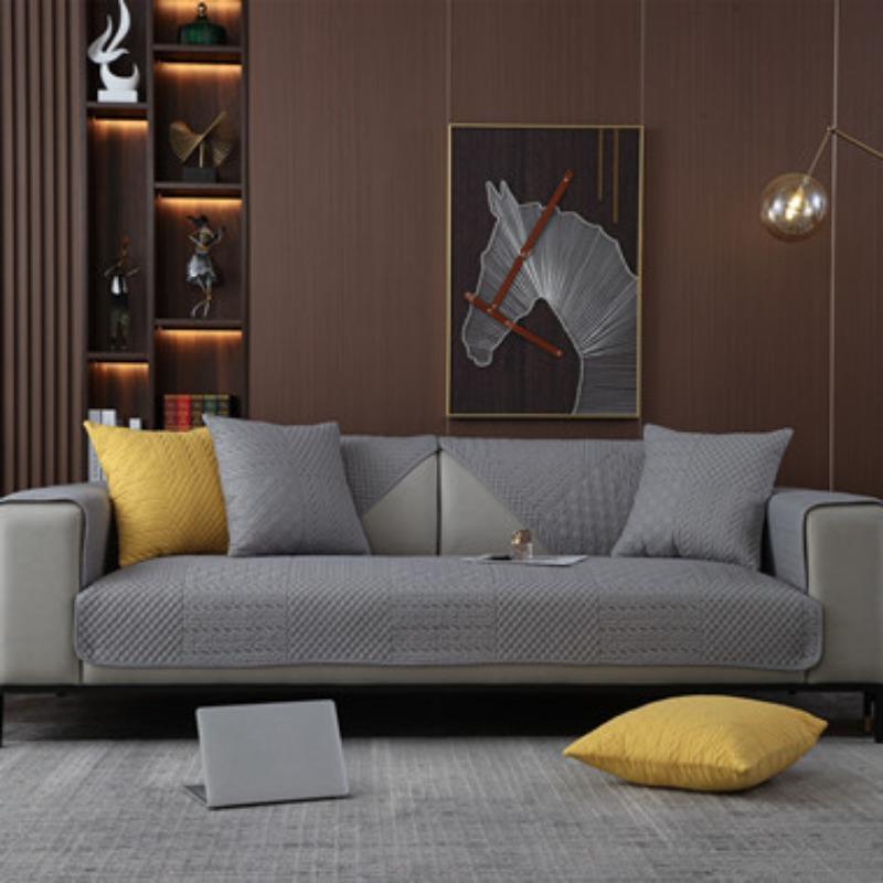 

Четырехсезонная универсальная стеганая подушка для дивана с геометрическим узором из стираного хлопка, современная простая нескользящая подушка для дивана, полотенце 70*70