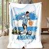Argentina Football Printed Flannel Blanket Skin Friendly Warm Decorative Throw for Indoor Couch Bed Daily Use