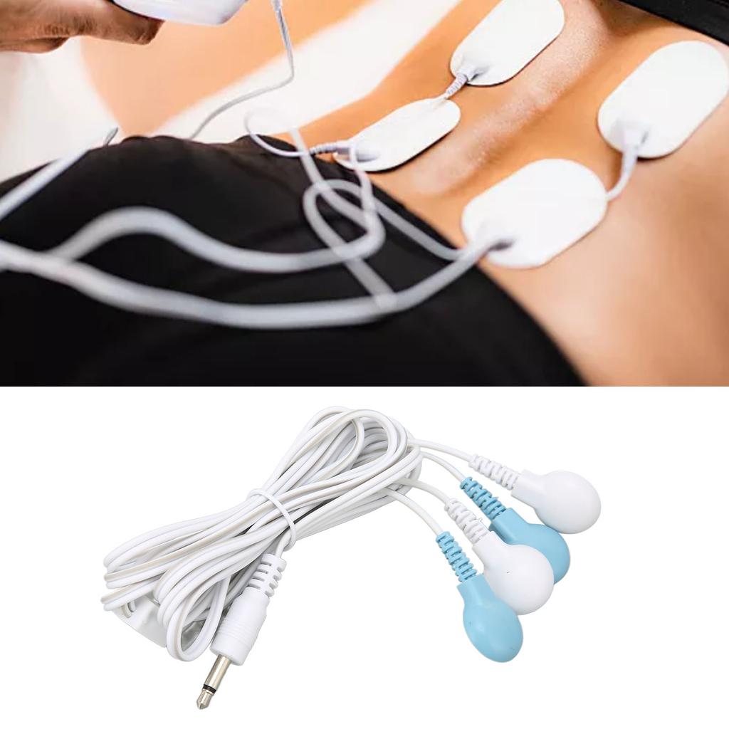 4 In 1 Electrotherapy Electrode Lead Electric Shock Wires Cable for Tens Massager
