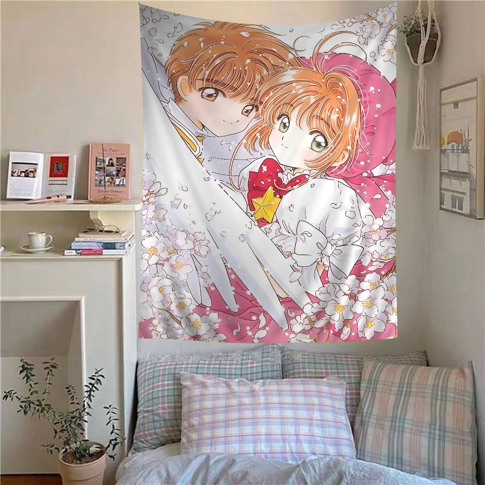 Anime Cardcaptor Sakura Anime Tapestry Hippie Flower Wall Carpets Dorm Decor Wall Hanging Home Decor