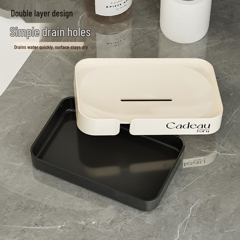 Double Layer Soap Dish for Dorm Bathroom - Countertop Storage and Drain Box