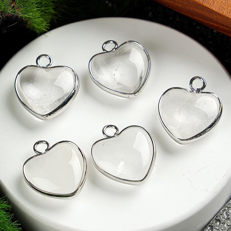 Heart-Shaped 15x19mm Natural Amethyst Agate Jade Bezel Pendant for DIY Jewelry Making