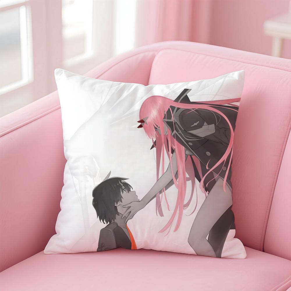 Anime D-Darling In The Franxx 02 Cushion Cover Pillowcase Short Plush Invisible Zipper Room Sofa Cushion Cover