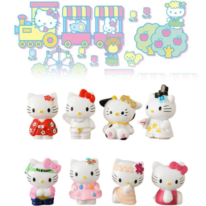 Adorable 8 Piece Hello Kitty Cartoon Figurine Collection Pvc Toy Set For Display