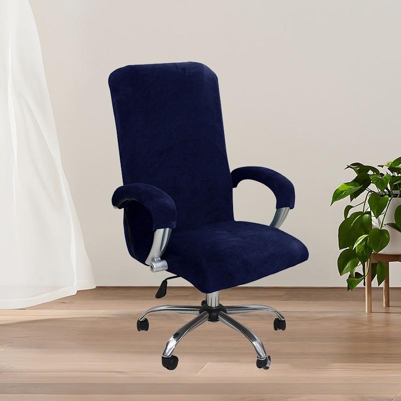 Solid Color Spandex Armchair Slipcover Removable L/XL Size Velvet Plush Stretch Computer Office Chair Cover with Armrest Cover