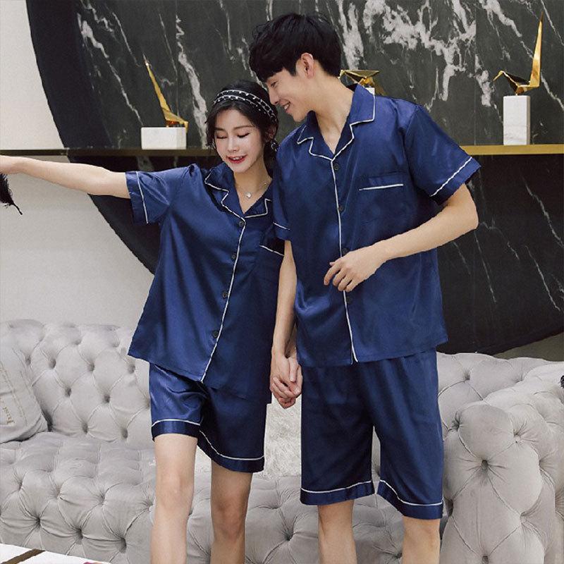 Fabrik Paar Pyjama Damen Sommer Dünne Eis Seide Sommer Kurzarm Shorts Hauskleidung Herren Anzug Atmungsaktive Eis Seide