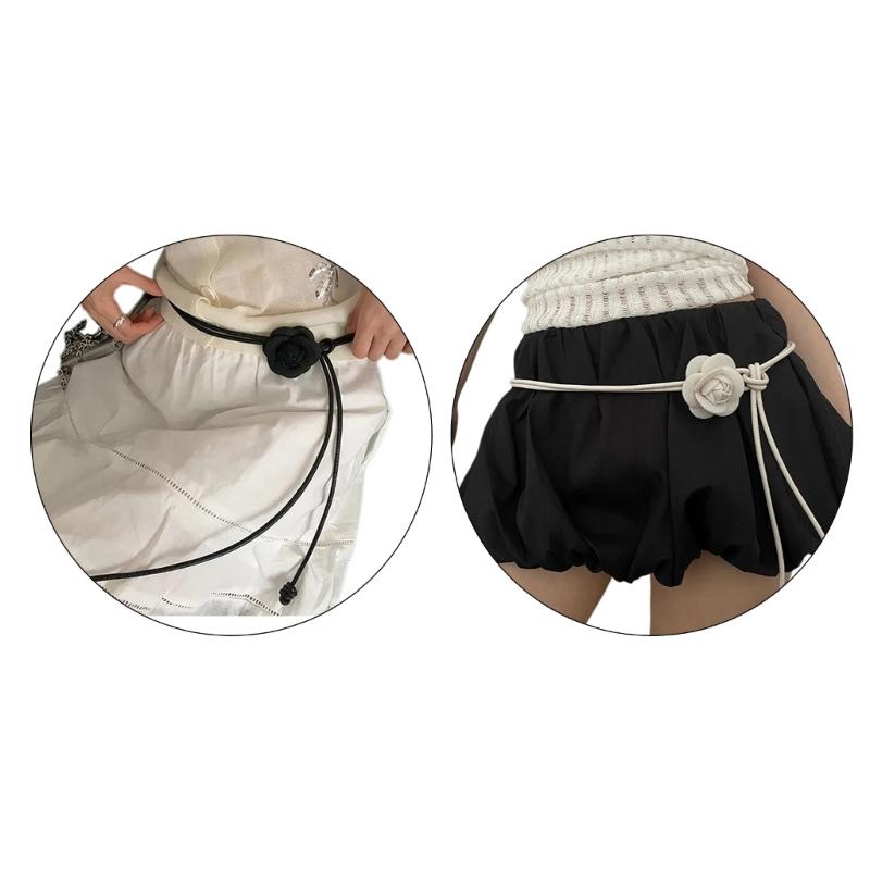 Women Shirt Waist Belt Plain Color Adjustable Flower Waist Belt Autumn Winter Woman Coat Sweater Decorative Rope