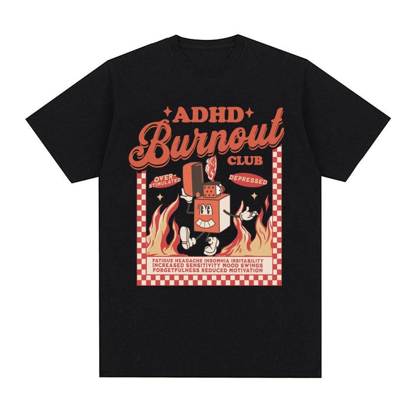 

ADHD Awareness Meme T Shirt Overstimulated Funny T Shirts Short Sleeve Men Women Vintage Casual High Quality Humor T-shirt To... S разноцветный
