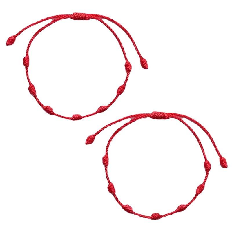 Cross-border Hot Sale Benming Year Red Rope 7 Knot Lucky Bracelet Simple Personality Hand-woven