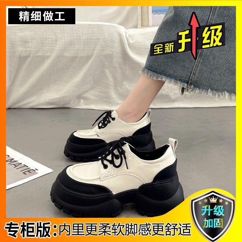 

Туфли на шнуровке в британском стиле на толстой подошве из маленькой кожи для женской новой летне-осенней коллекции, маленькие универсальные женские модные туфли 40 белый