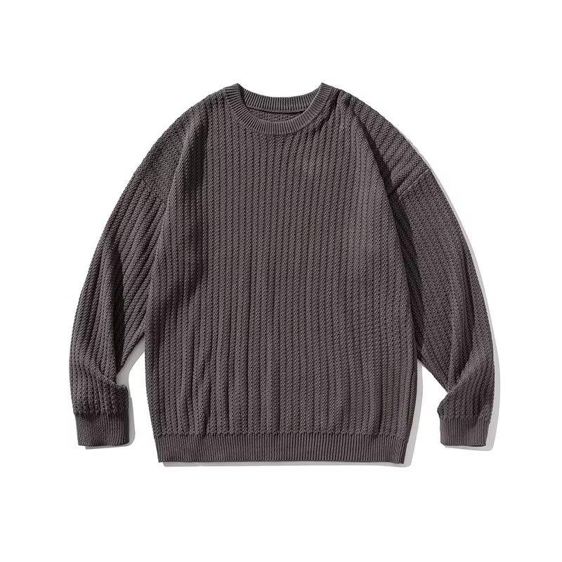 Spring & Autumn Retro Men's Solid Color Street Style Pullover Sweater