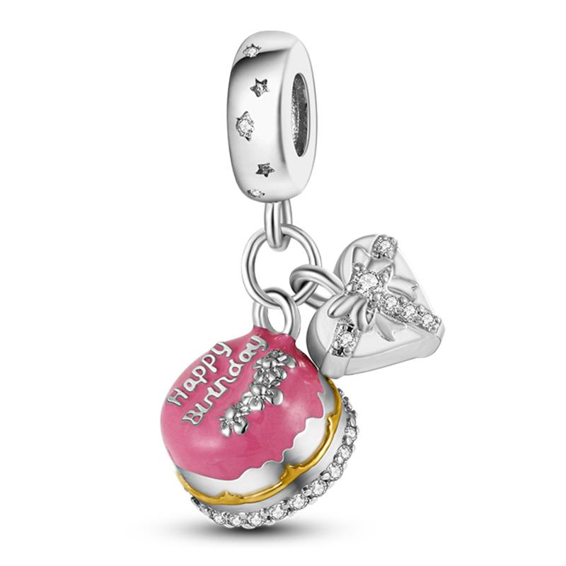 Fits Pan Braceletscopper Charms Color Strawberry Cherry Blueberries Fruit Sweet Original Diy Jewelry Birthday Fine Gifts