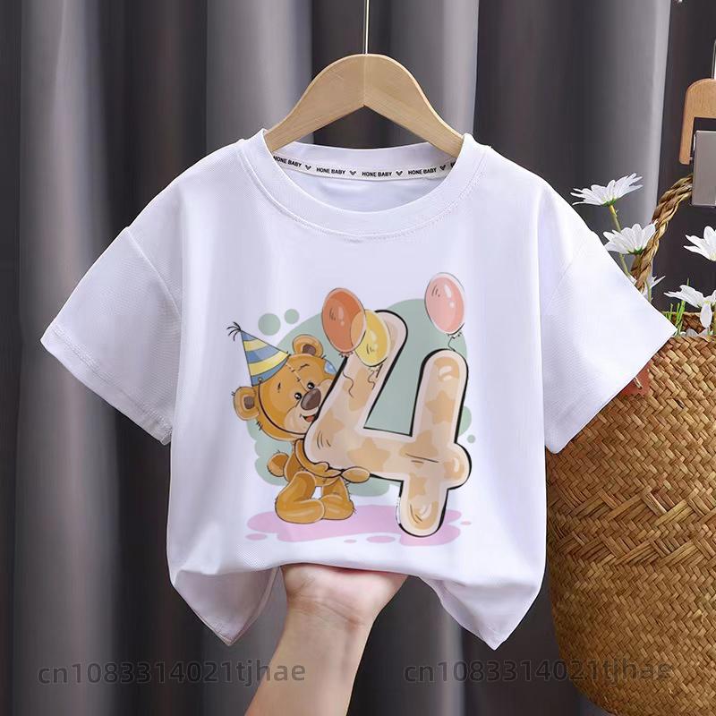 Cartoon Bear Birthday T-shirt Wild T-shirt Girl Party T-shirt Bear Theme Boy Top