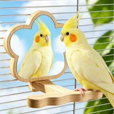 Holz Vogel Sitzstange Mehrförmiges Design Papageien Plattform Neues Papageien Spiegel Spielzeug Käfig Zubehör