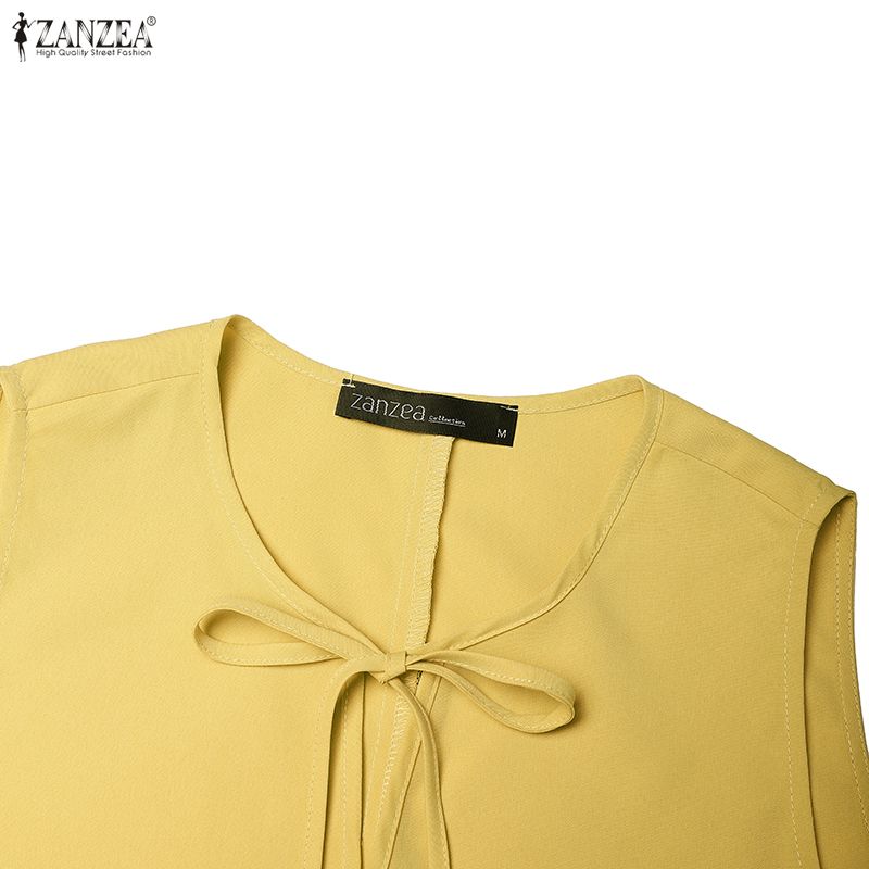 ZANZEA Women Casual Round Neck Loose Sleeveless Dress