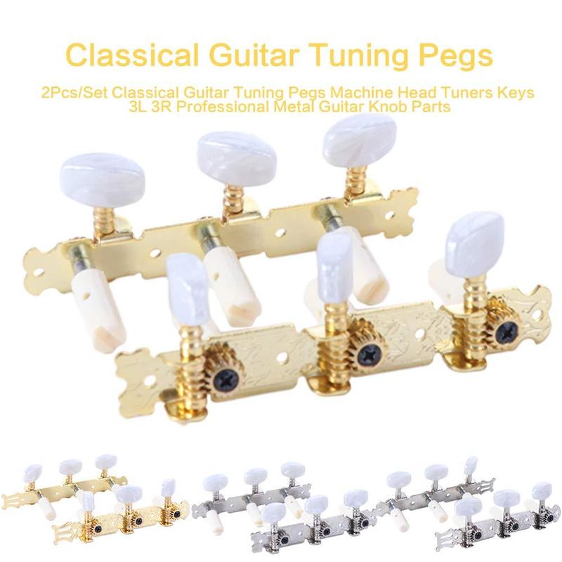2Pcs/Set Metal Classical Guitar Tuning Pegs Semi-closed Locking Tuners Machine Head Tuners Keys Durable 3L 3R
