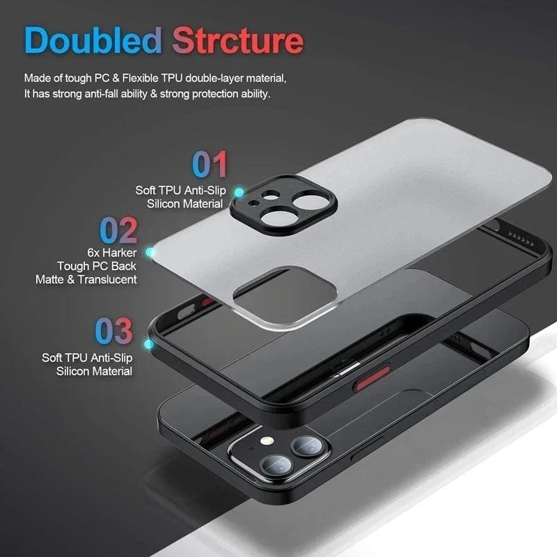 Matte Phone Case For 14 13 12 15 Pro Max Mini Luxury Soft Silicone Shockproof Case For 11 XS MAX X XR 7 8 Plus SE
