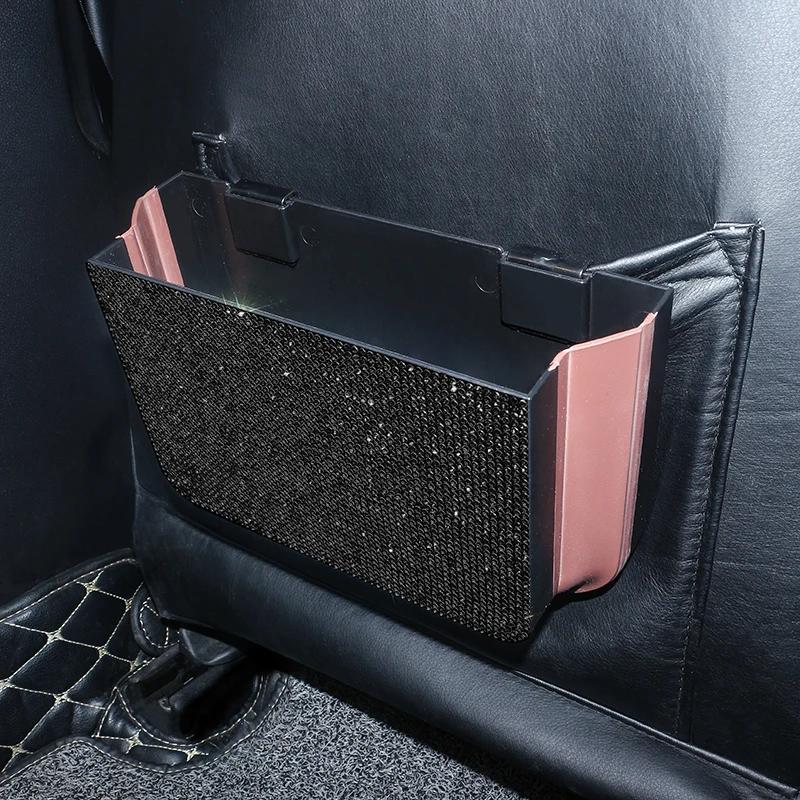 Shiny Diamond Crystal Car Seat Back Storage Bag Hanging Folding Storage Bag Organizer Necessities Car Interior Accessories