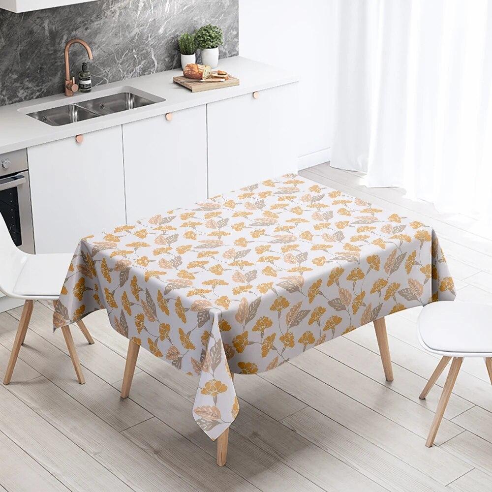 Cartoon Floral Tablecloth Home Decor Anti-Stain Waterproof Table Decoration Rectangular Kitchen Fireplace Countertop