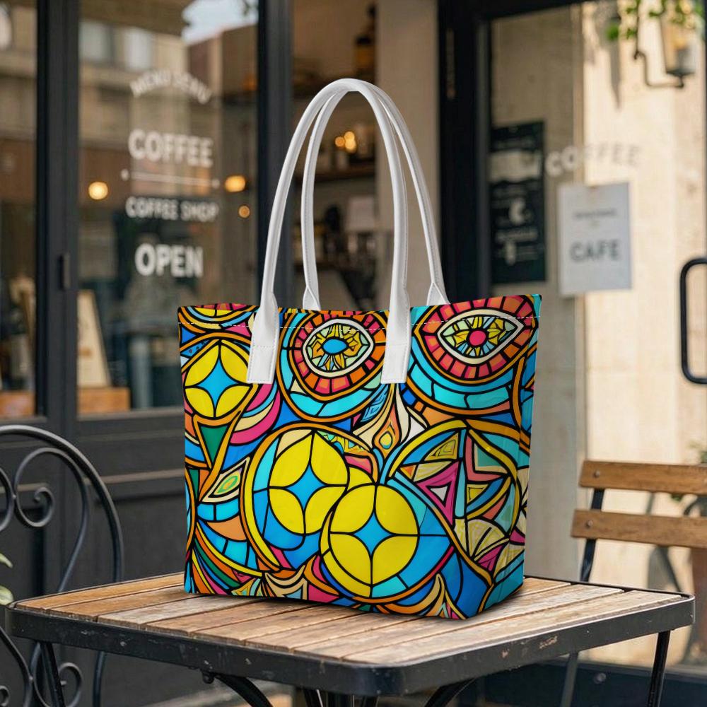 Bohemian Geometric Print Tote Bag Stylish Durable Casual Daily Use Shopping Shoulder Handbag for Women