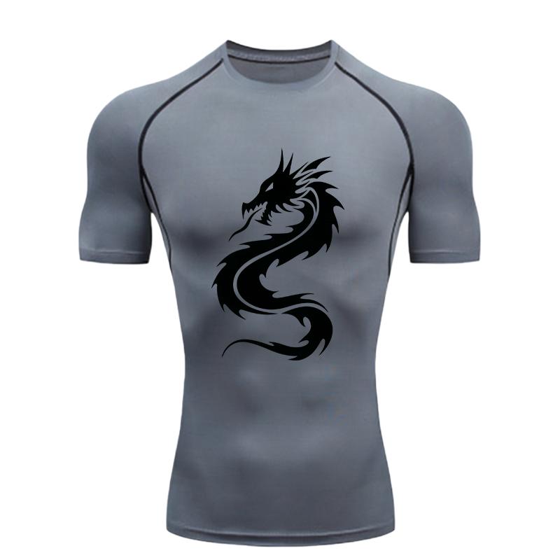 Dragon  Men's Sports T-shirt Training Fitness Compression Short Sleeve Rashguard for Men Athletic Tees Workout T-Shirt
