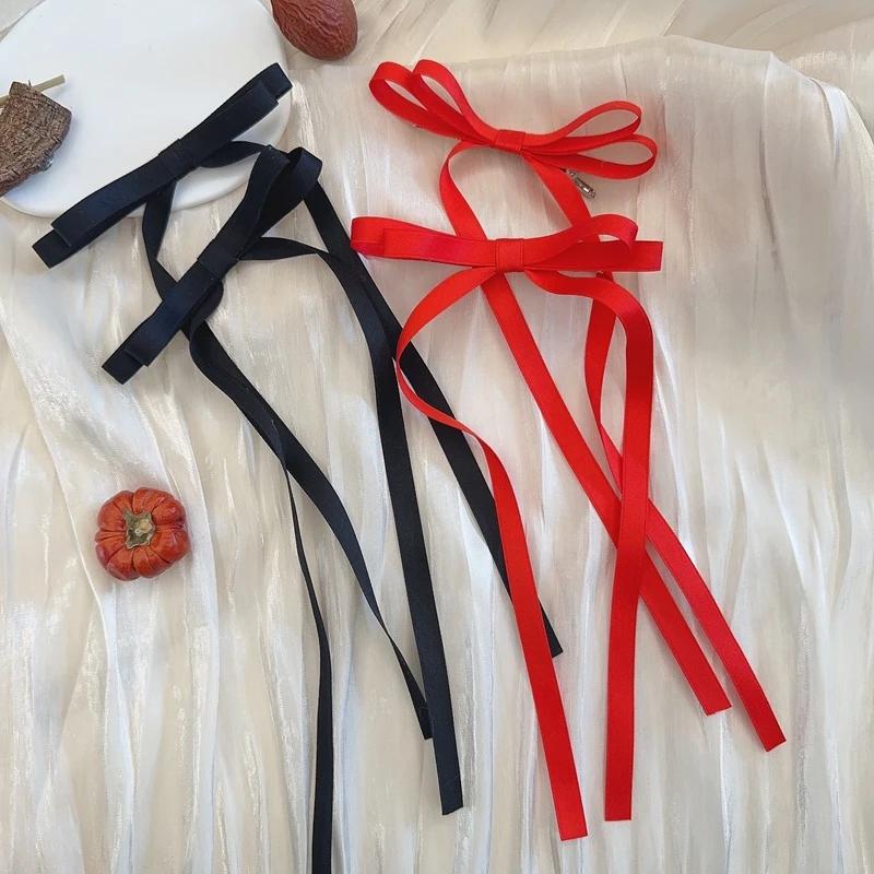 1Pcs Sweet Long Hairpins Ribbon Tassel Bowknot Hair Clip for Women Hair Braid Girl Party Barrettes Adult Headwear Accessories