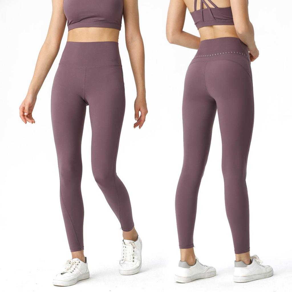 Reflective High-Waist Yoga Leggings: Quick-Dry, Nude-Feel, Solid Color, Hip-Lift Design