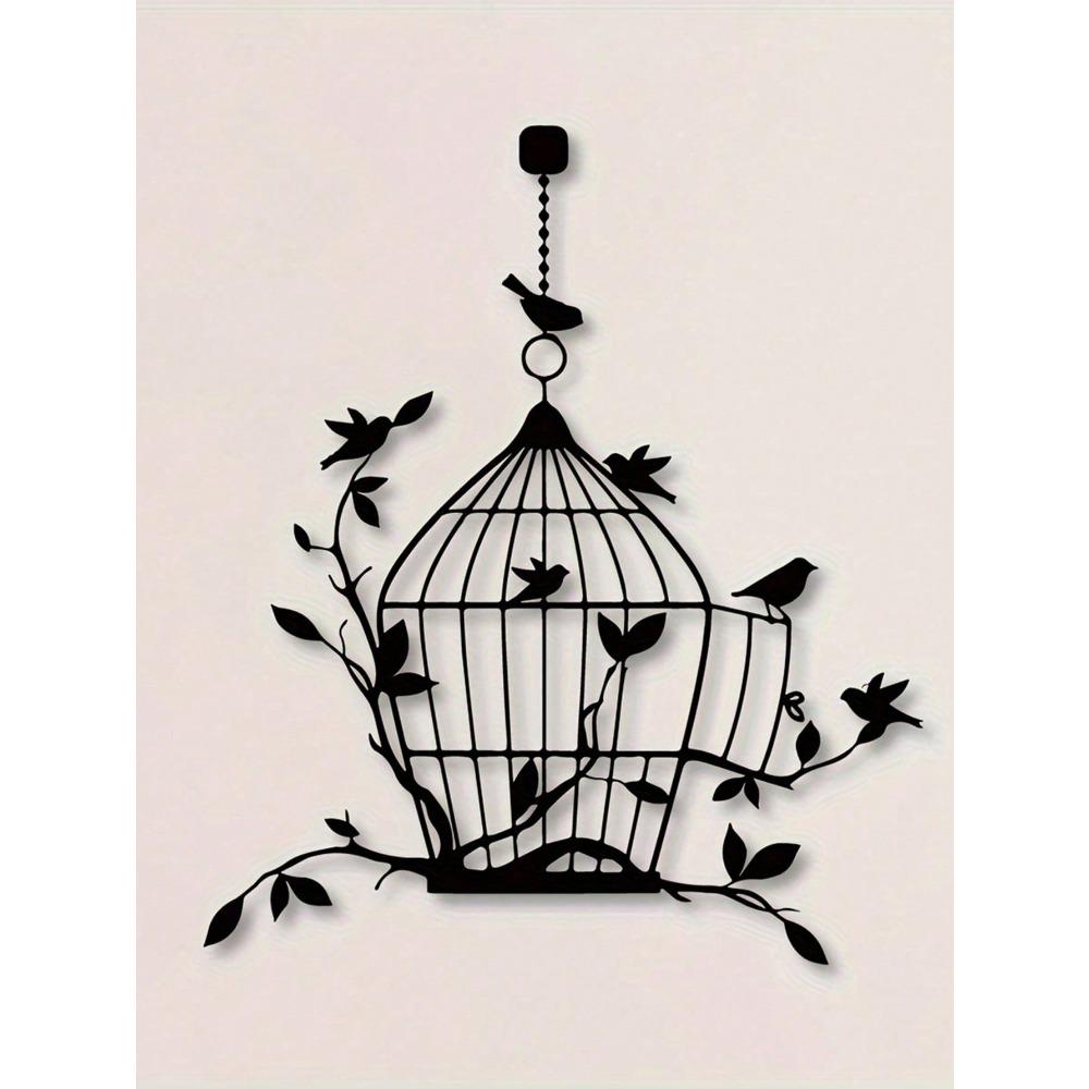 Iron Branch Birdhouse Creative Metal Silhouette Wall Decor Ornament For Outdoor Indoor Home Wall Art Hanging Decoration,Home Decor ,Room Decor