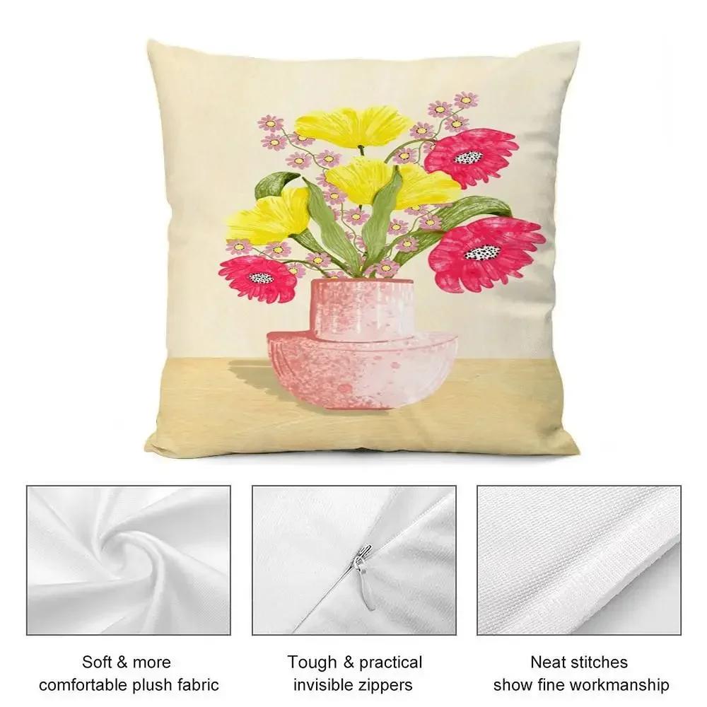 Art Flower Vase Pillow Case Short Plush Double-sided Print Square Throw Pillow Covers Sofa Home Cushion Decor