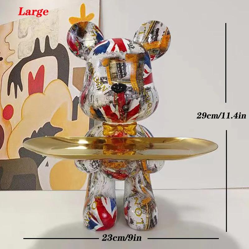 29cm Graffiti-Bär Figur Heimdekoration Tierstatue Schlüsselaufbewahrung Regal Moderne Raumskulptur Tischdekoration Abstraktes Ornament