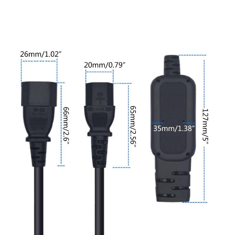 Flexible PDU C14 to 6xC13 Power Extension Cable Power Cord for Multiple Device PC Monitor 10A250V Power Distribution