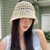 Hollow straw hat women's summer bucket hat sunshade sunscreen hat straw woven basin hat show face small bucket hat