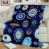 Bule Evil Eye Blanket Hamsa Hand Psychedelic Blanket for Travel Bedding Chair Adult Lightweight Bohemian Style Blanket Tapestry