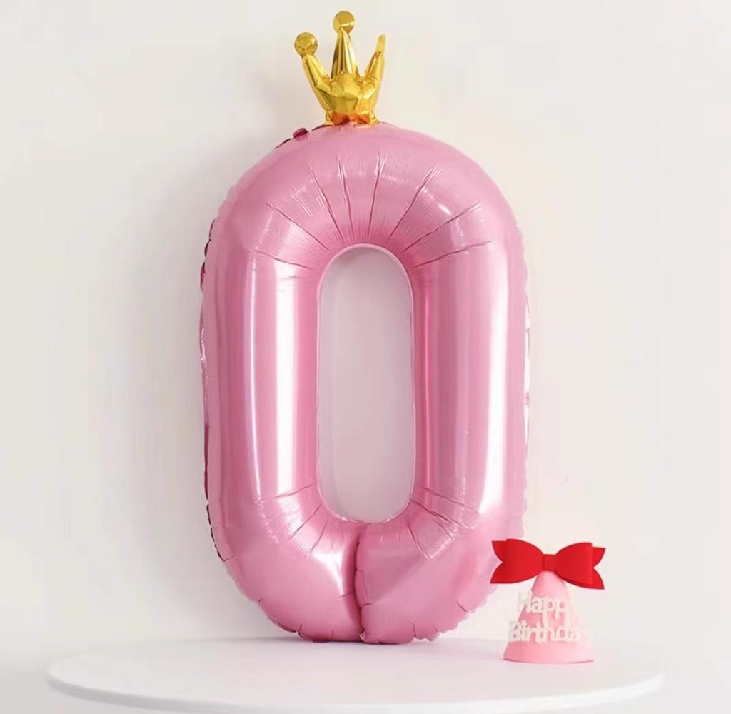 42 Inch Baby Pink And Blue Crown Digital Balloon Children'S Treasure First Birthday Party Scene Decoration Indoor And Outdoor Decoration