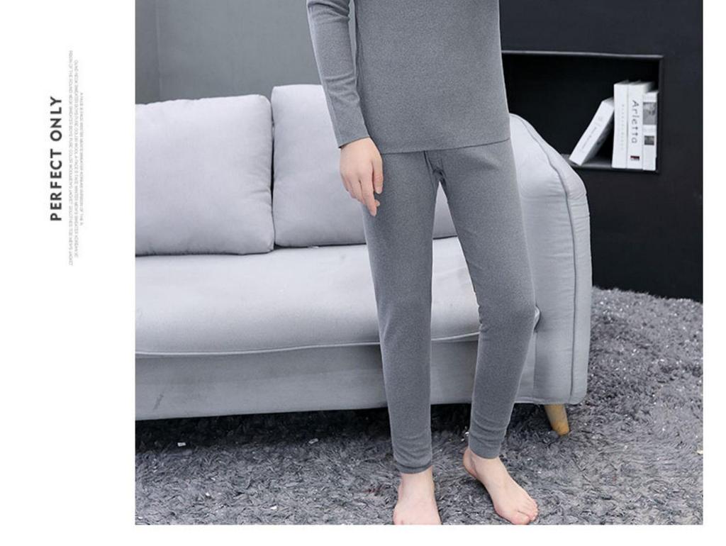 Men's Double-Sided German Velvet Semi-High Neck Warm Set for Autumn & Winter