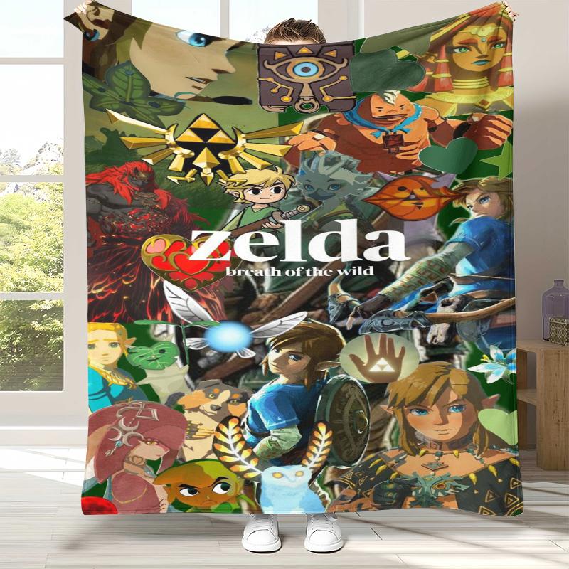 Retro Z-Zelda Cartoon Link Games Flannel Blanket,Ultra Soft Warm Plush Throw for Home Bedroom Bed Sofa Cover Camping Picnic kid