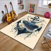 Nautical Tugboat and Anchor Design Patterned Carpet, Non Slip Mat Suitable for Living Room and Bedroom Sofas
