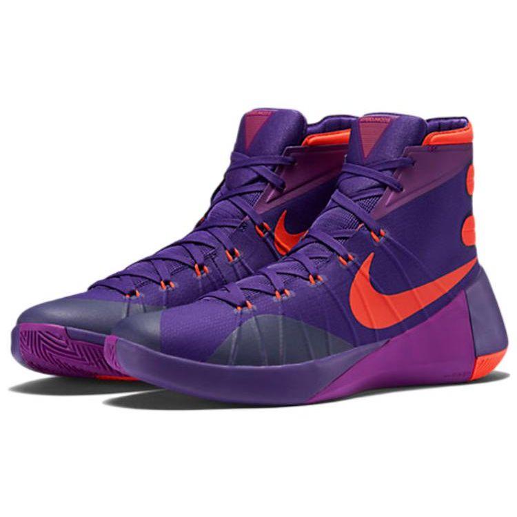 Nike Hyperdunk 2015 Fashion Versatile Shock Absorption Anti-Slip Wear-Resistant High-Top Basketball Shoes Men sneaker Purple Orange 749562-565