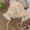 Pearl Tassels Lace Beanies Bohemian Style Weave Cap Sweet Ethnic Style Hat  Outdoor