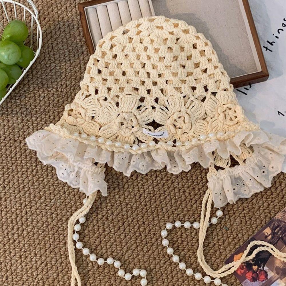 Bohemian Style Lace Beanies Hollow Out Knit Cap Casual Ethnic Style Hat  Apparel Accessories
