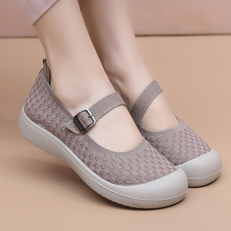 Women Mesh Sneakers Breathable Casual Shoes Wedge Platform Rocking Increasing Ladies Vulcanized Summer Elderly Shoes Large 42 So