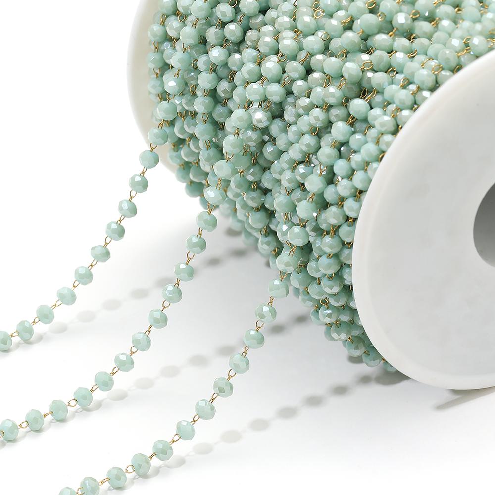1 Meter Colorful 3mm Beads Beaded Chain Glass Crystal Beads Necklace Chain Accessories for Jewelry Making Components Crafts DIY