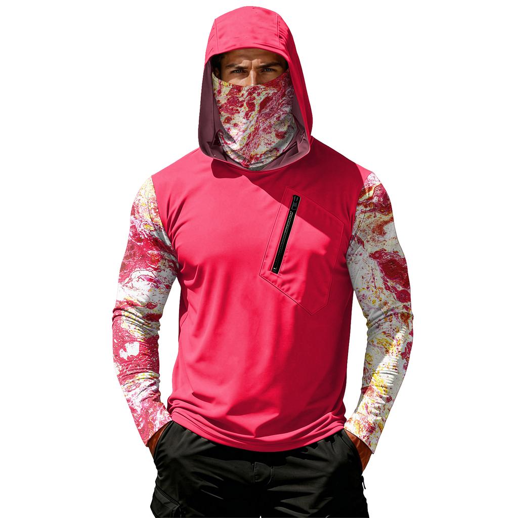 Casual herentop met capuchon en lange mouwen die bescherming biedt tegen de zon.