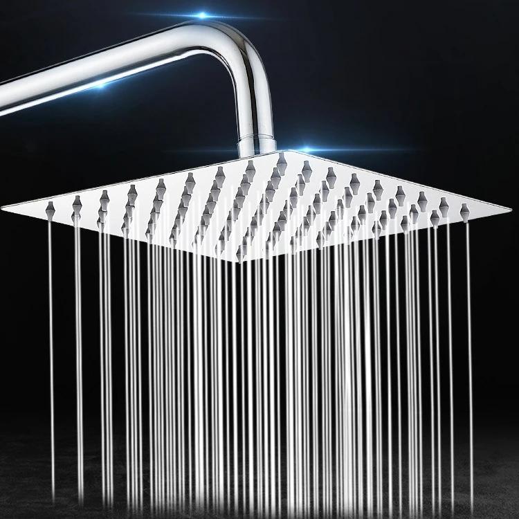 Bathroom Shower Head Shower Accessories Chrome Ultrathin Rainfall Bath Head Wall Mounted Stainless Steel Top Spray
