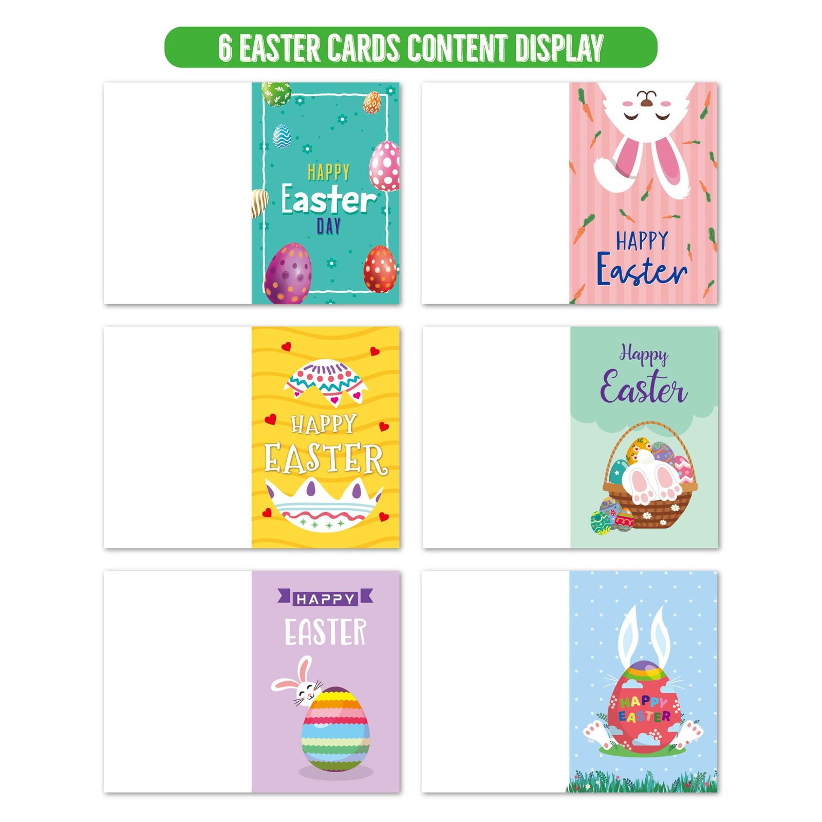 

Набор из 12 пасхальных поздравительных открыток, пасхальное яйцо-кролик с конвертом, пасхальная открытка с пожеланием One Size