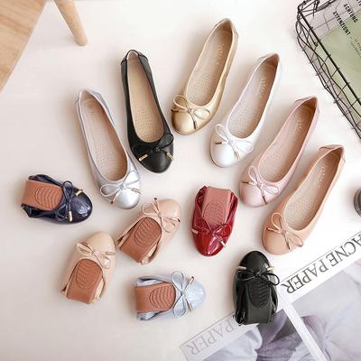 Bailarinas de Punta Redonda para Mujer con Adorno de Lazo Piel Suave Slip-on Zapatos Casuales