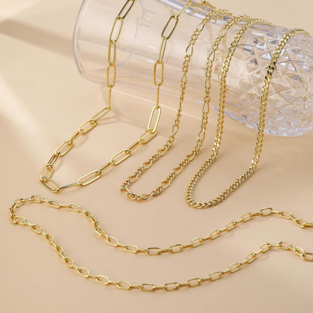 European and American Fashion Multi-Layer Metal Clavicle Necklace - Women's Simple Blade & Figaro Chain